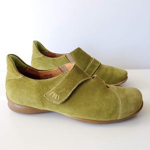 Think! Olive Green Suede Velcro Comfort Shoes